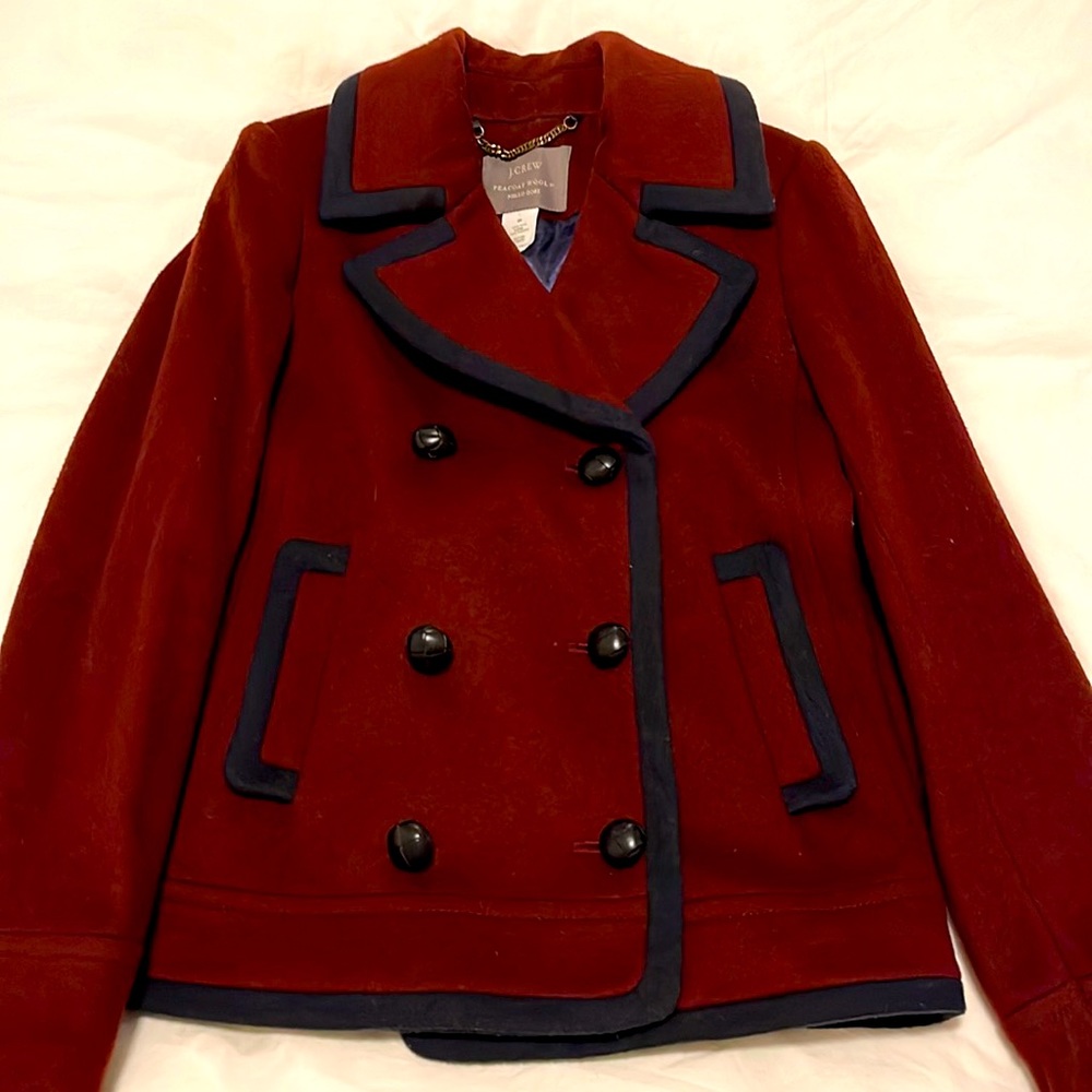Jcrew maroon Navy Tipped Wool Nello Gori #92050 Coat 00 everything must go